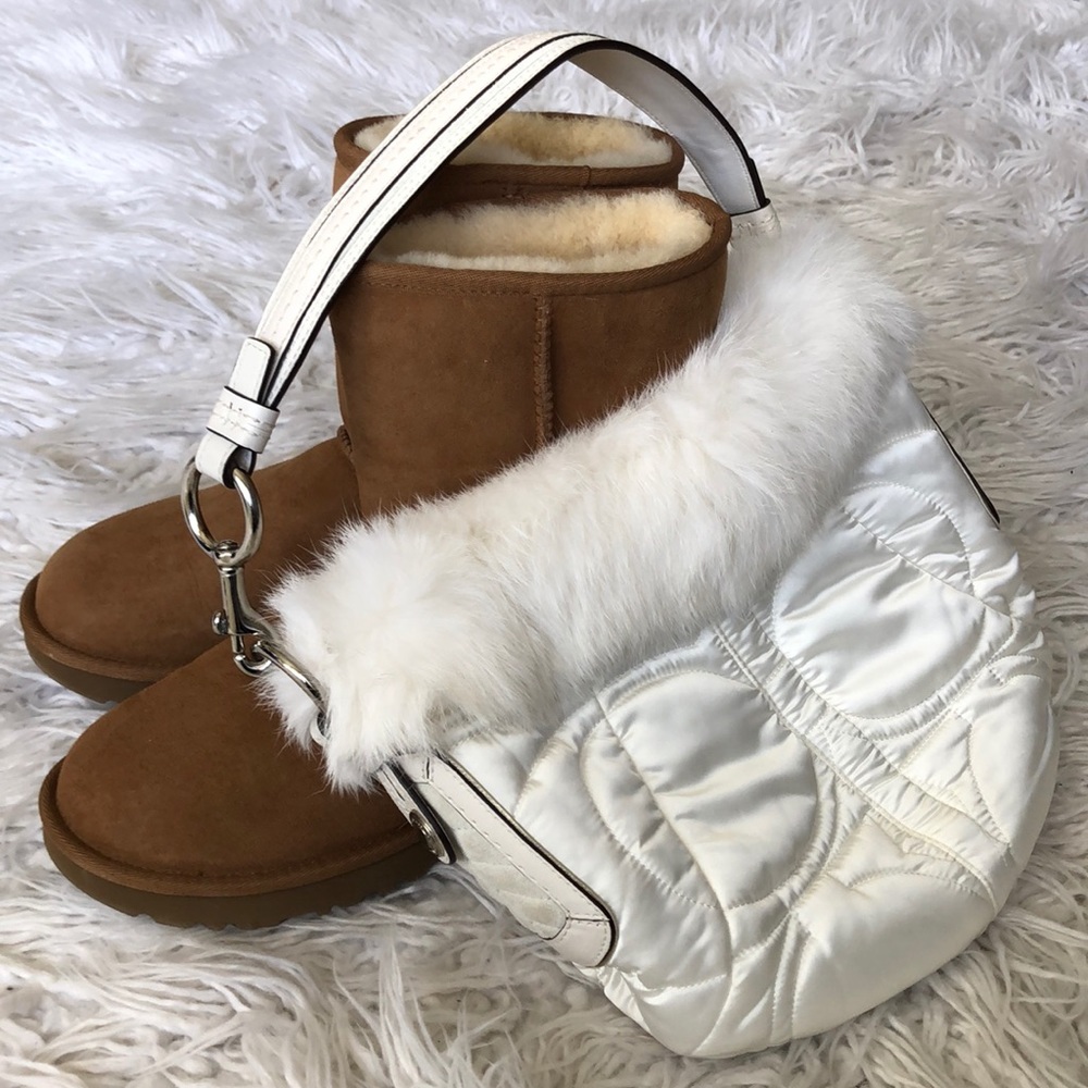 Coach rabbit fur purse